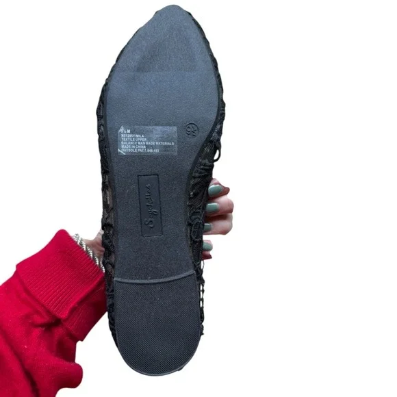 Seychelles Black Lace Mesh Ballet Flats Memory Foam Womens Size 9.5 M - Picture 5 of 8